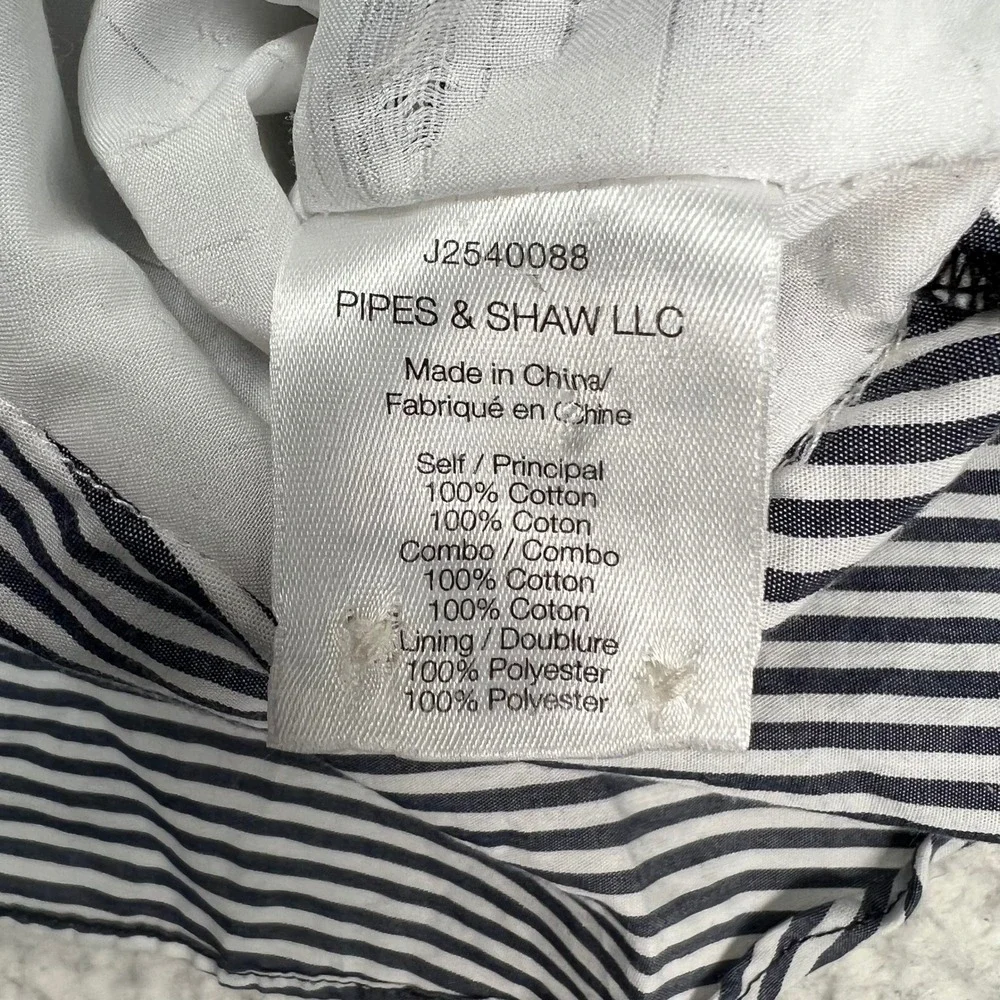 Veronica‎ Beard Jeans XS Blue Striped Everett Dress Ruched Ruffle Mini